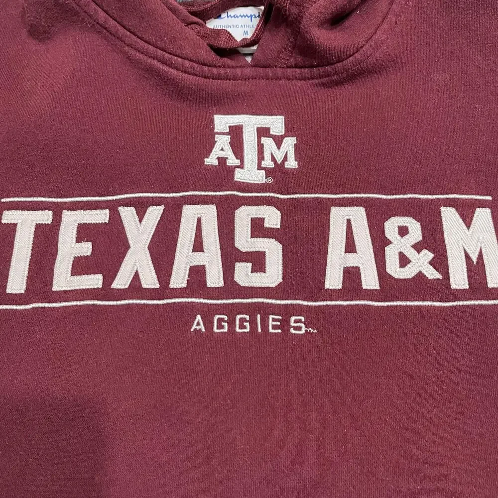 Texas A&M Hooded Sweatshirt‎ Sz Medium Burgundy Classic Academic